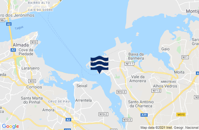 Mappa delle maree di Porto de Barreiro, Portugal