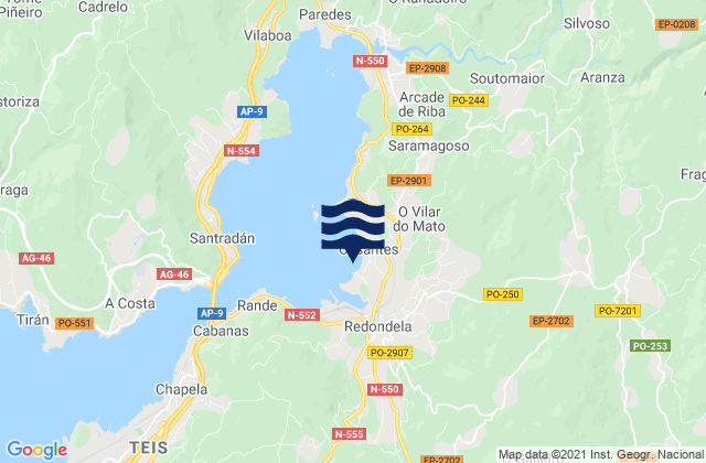 Mappa delle maree di Porto de Cesantes, Spain