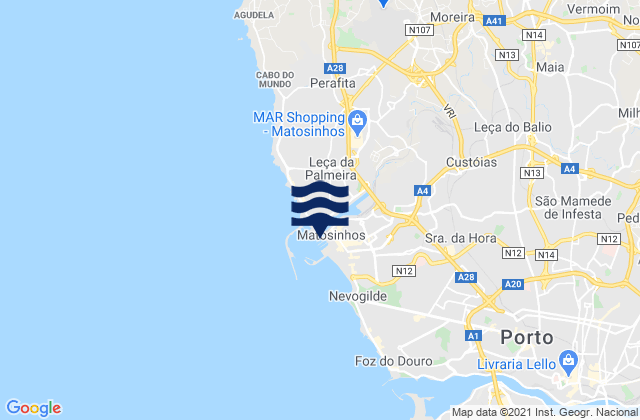 Mappa delle maree di Porto de Leixoes, Portugal