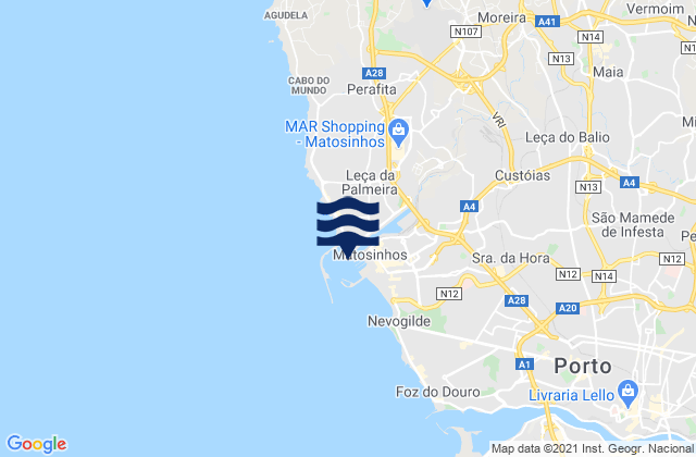 Mappa delle maree di Porto de Leixões, Portugal