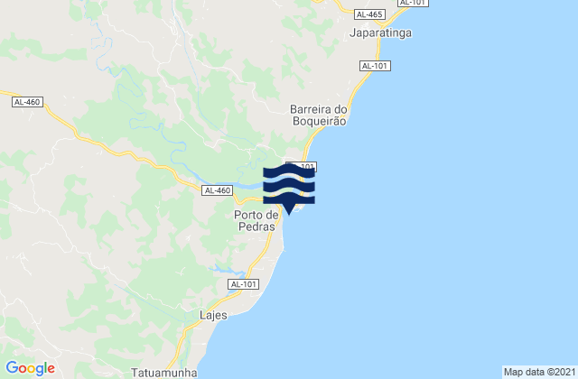 Mappa delle maree di Porto de Pedras, Brazil