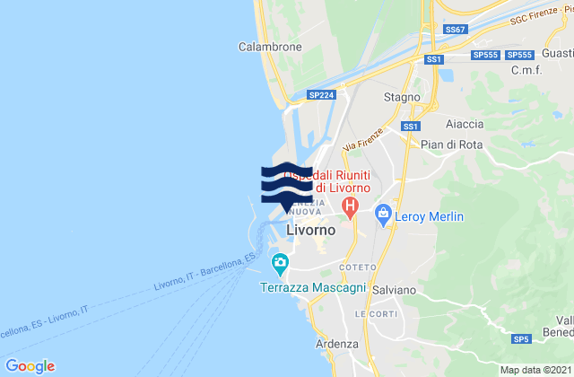 Mappa delle maree di Porto di Livorno, Italy