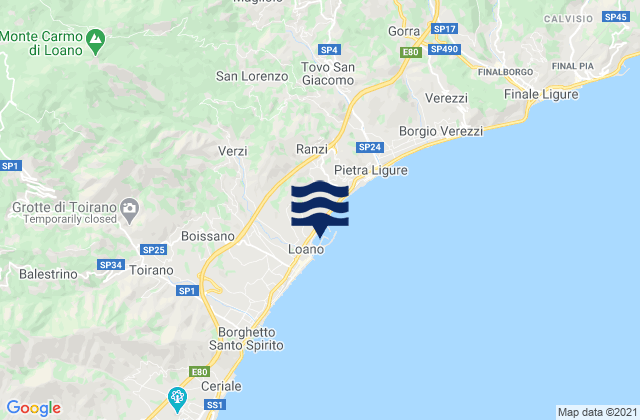 Mappa delle maree di Porto di Loano, Italy