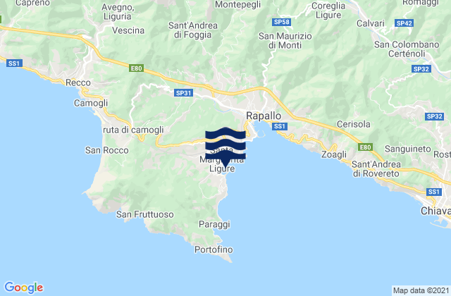 Mappa delle maree di Porto di Santa Margherita Ligure, Italy