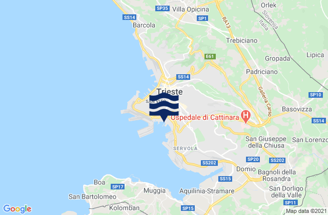 Mappa delle maree di Porto di Trieste, Italy