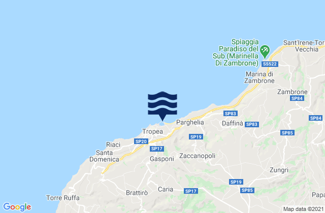 Mappa delle maree di Porto di Tropea, Italy