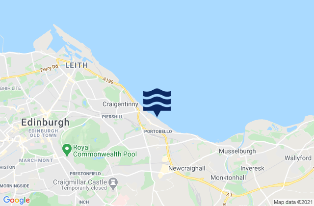 Mappa delle maree di Portobello Beach, United Kingdom