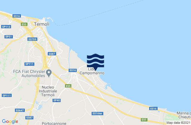 Mappa delle maree di Portocannone, Italy