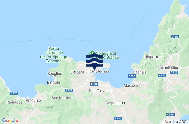 Mappa delle maree di Portoferraio, Italy