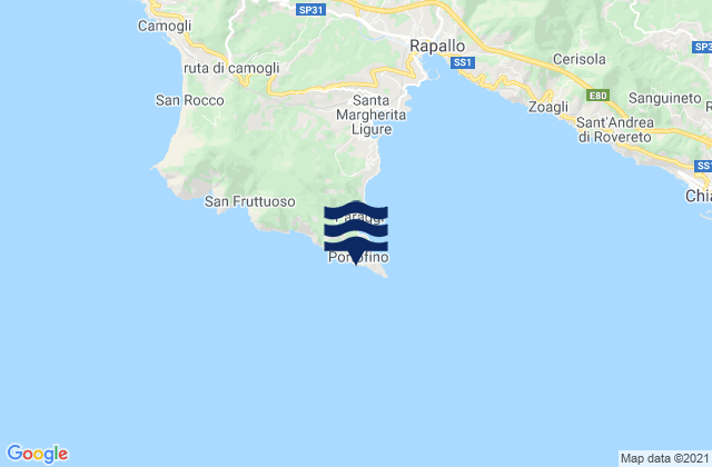 Mappa delle maree di Portofino, Italy