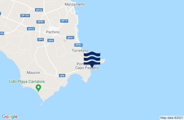 Mappa delle maree di Portopalo di Capo Passero, Italy