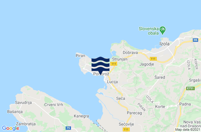 Mappa delle maree di Portorož, Slovenia