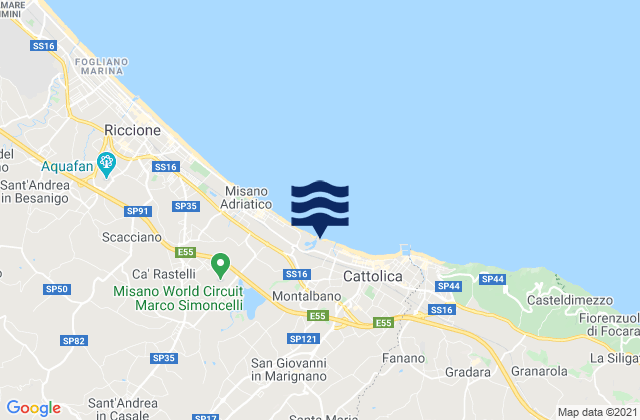 Mappa delle maree di Portoverde Beach, Italy