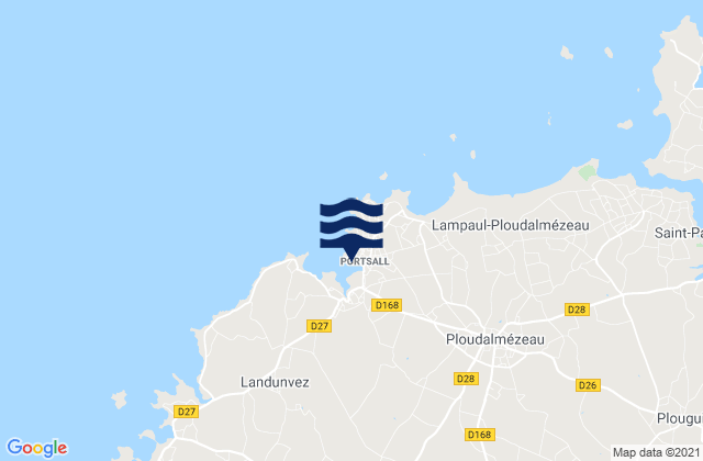 Mappa delle maree di Portsall, France