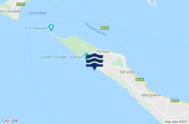 Mappa delle maree di Portsea Surf Beach, Australia