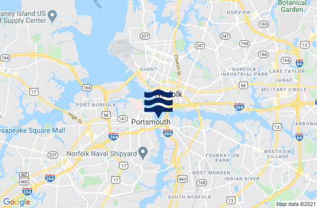 Mappa delle maree di Portsmouth Naval Shipyard, United States