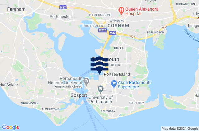Mappa delle maree di Portsmouth, United Kingdom