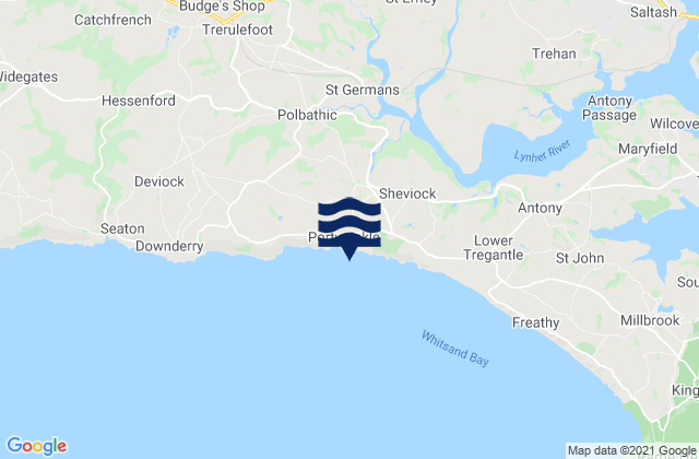 Mappa delle maree di Portwrinkle Finnygook Beach, United Kingdom