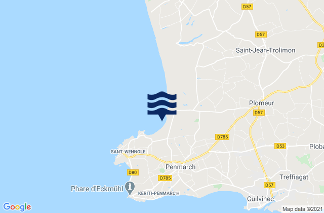 Mappa delle maree di Porzcarn, France