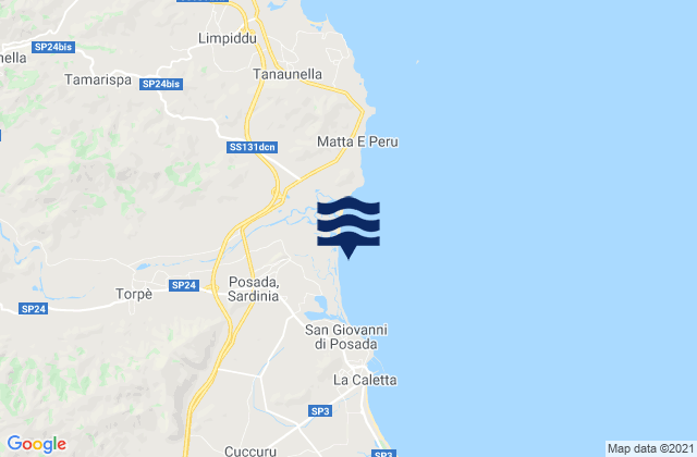 Mappa delle maree di Posada, Italy