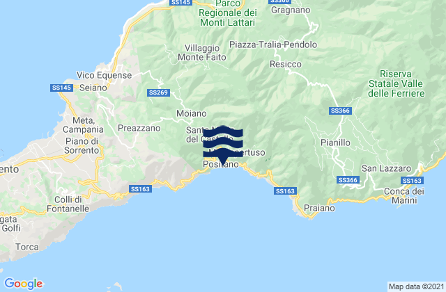 Mappa delle maree di Positano, Italy