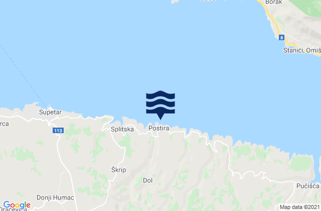 Mappa delle maree di Postira, Croatia