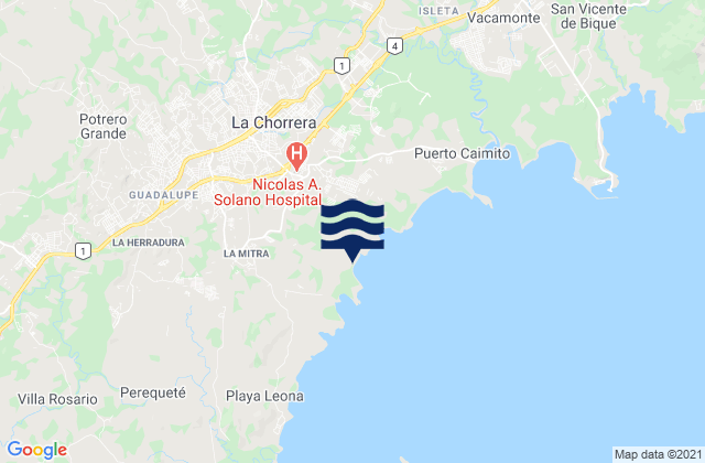 Mappa delle maree di Potrero Grande, Panama