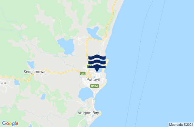 Mappa delle maree di Pottuvil, Sri Lanka