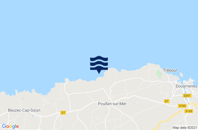 Mappa delle maree di Poullan-sur-Mer, France