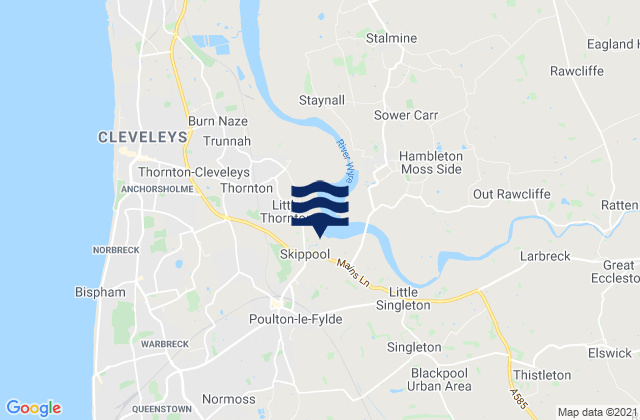 Mappa delle maree di Poulton-le-Fylde, United Kingdom