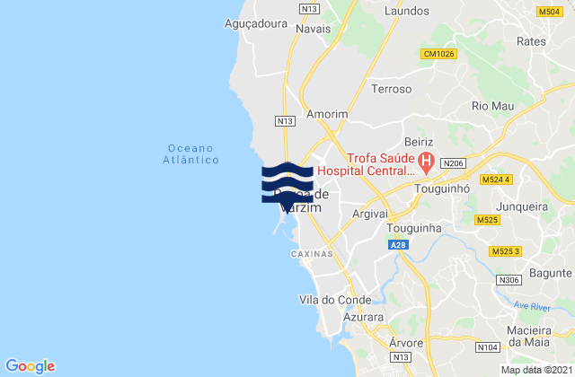 Mappa delle maree di Povoa do Varzim, Portugal