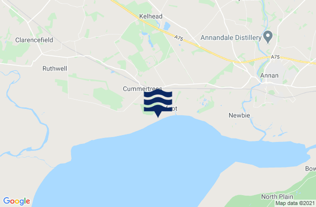 Mappa delle maree di Powfoot Beach, United Kingdom