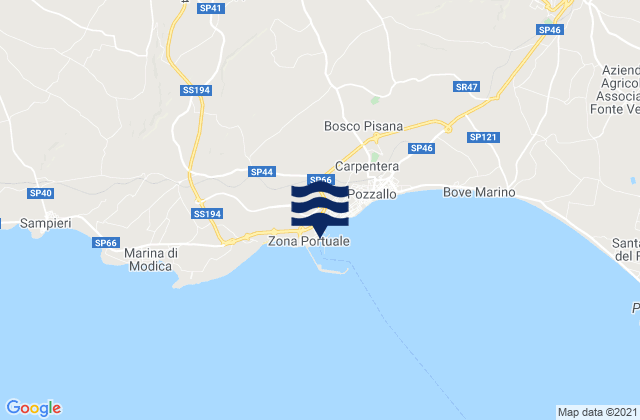 Mappa delle maree di Pozzallo Port, Italy