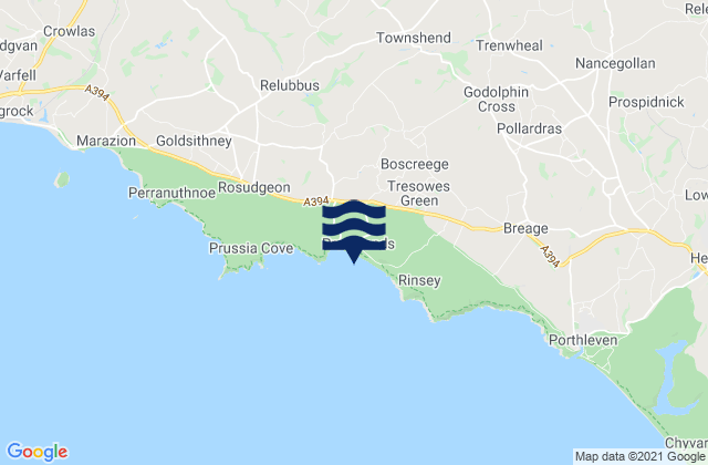Mappa delle maree di Praa Sands Beach, United Kingdom