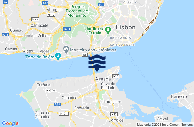 Mappa delle maree di Pragal, Portugal