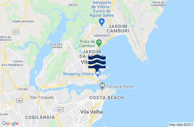 Mappa delle maree di Praia Commprida, Brazil