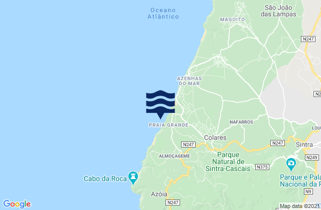 Mappa delle maree di Praia Grande, Portugal