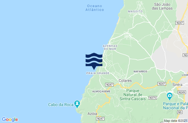Mappa delle maree di Praia Grande Sintra, Portugal