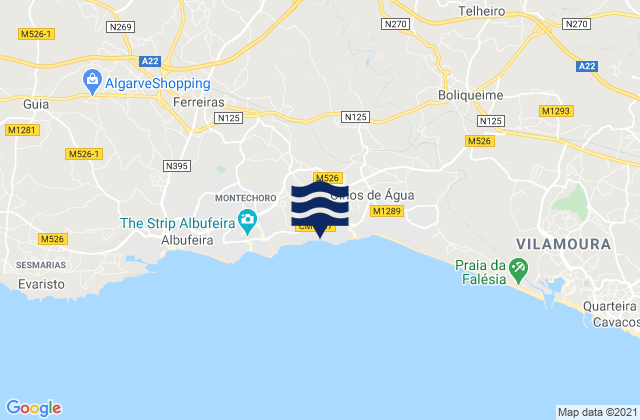 Mappa delle maree di Praia Maria Luisa, Portugal