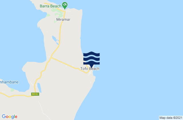 Mappa delle maree di Praia Tofo, Mozambique