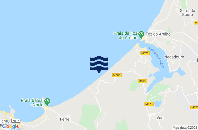 Mappa delle maree di Praia d'El Rei, Portugal