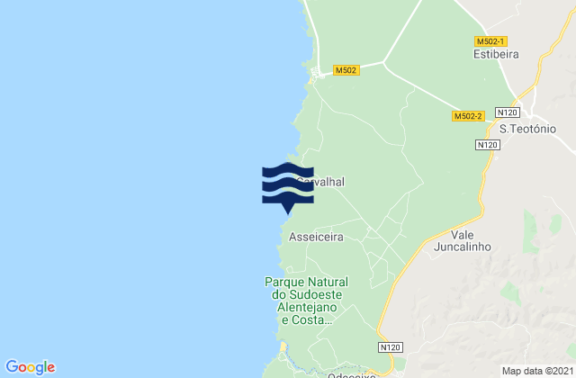 Mappa delle maree di Praia da Amália, Portugal