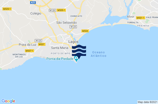 Mappa delle maree di Praia da Ana, Portugal