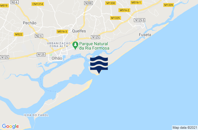 Mappa delle maree di Praia da Armona, Portugal