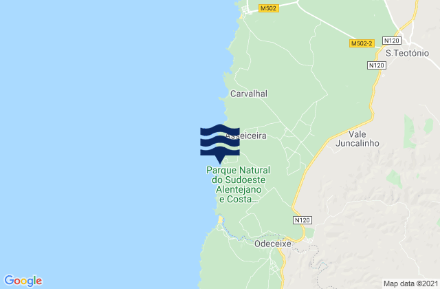 Mappa delle maree di Praia da Azenha do Mar, Portugal