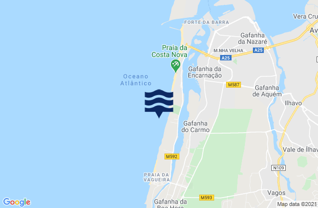 Mappa delle maree di Praia da Costinha, Portugal