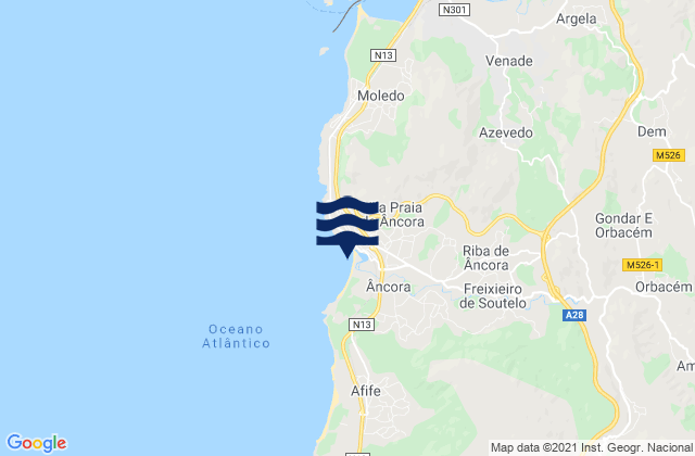 Mappa delle maree di Praia da Duna do Caldeirão, Portugal