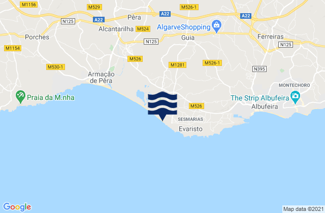 Mappa delle maree di Praia da Galé, Portugal