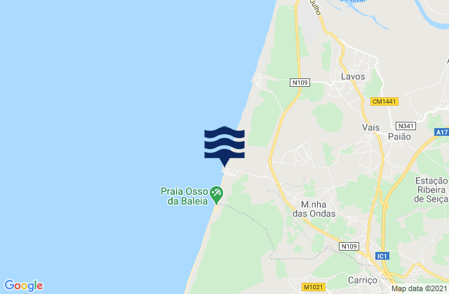 Mappa delle maree di Praia da Leirosa, Portugal