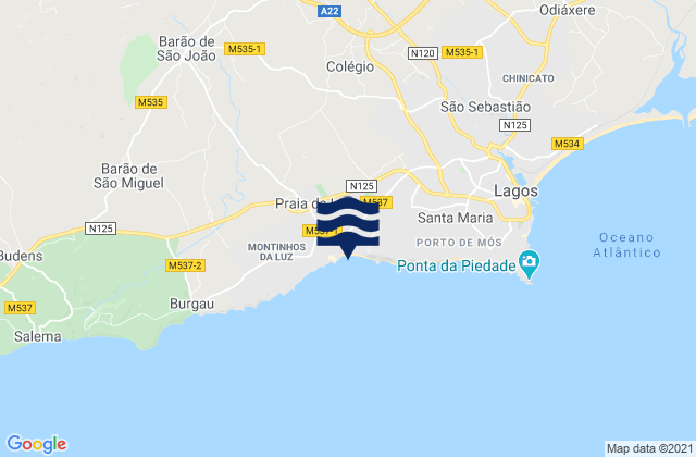 Mappa delle maree di Praia da Luz, Portugal